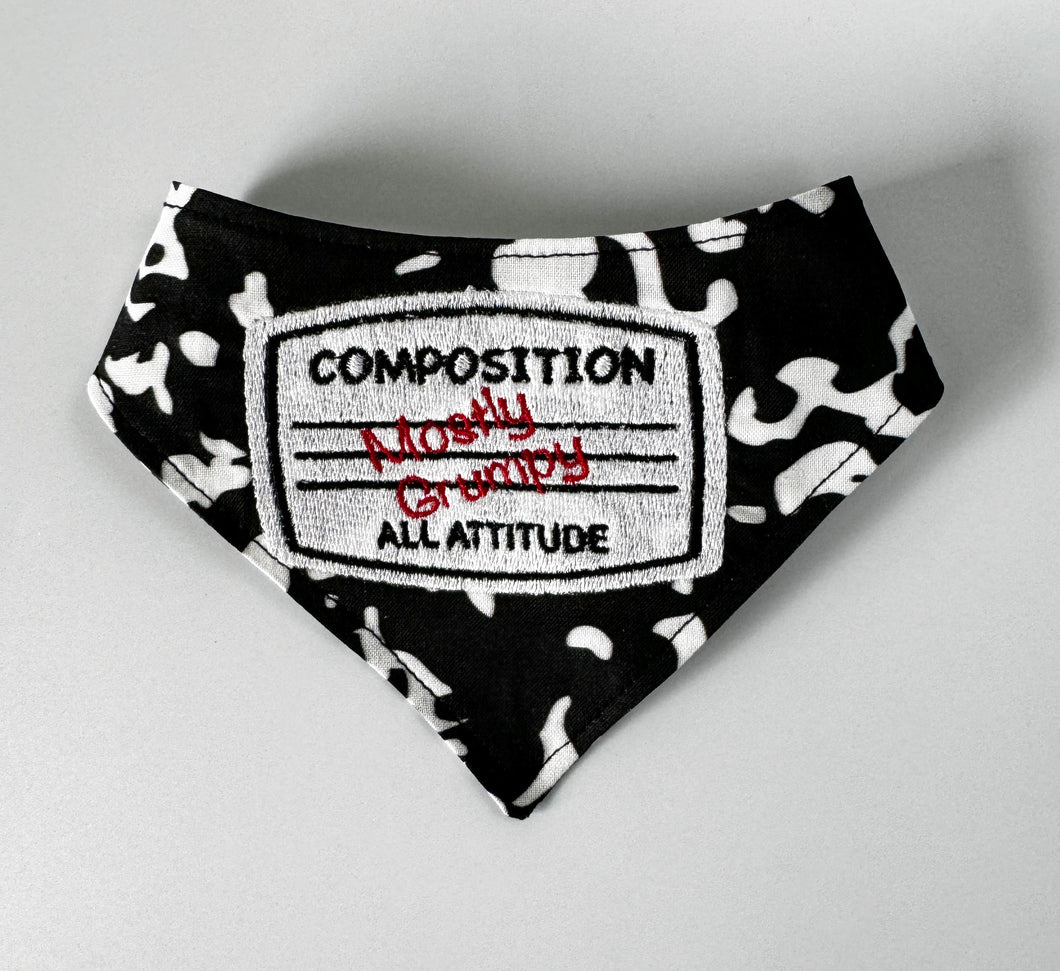 Mostly Grumpy Composition Embroidered Bandana