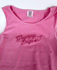 Grumpy Dog Love Embroidered Tank Top